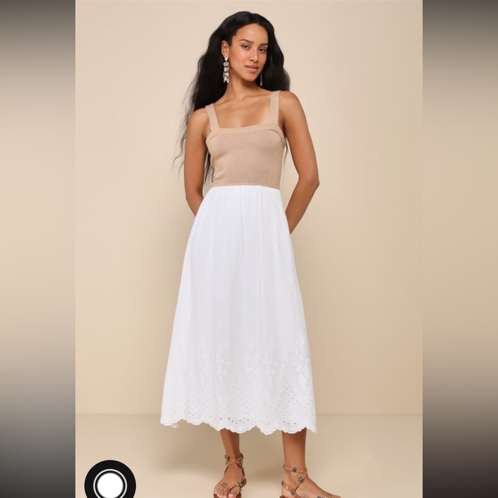 Breezy ivory color block dress